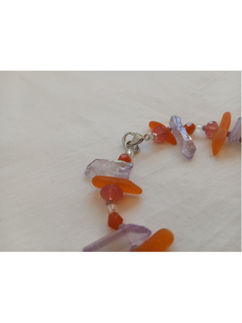 Fire Amethyst Crystal beaded anklet raw stone colorful gemstones hand crafted - Picture 3 of 6